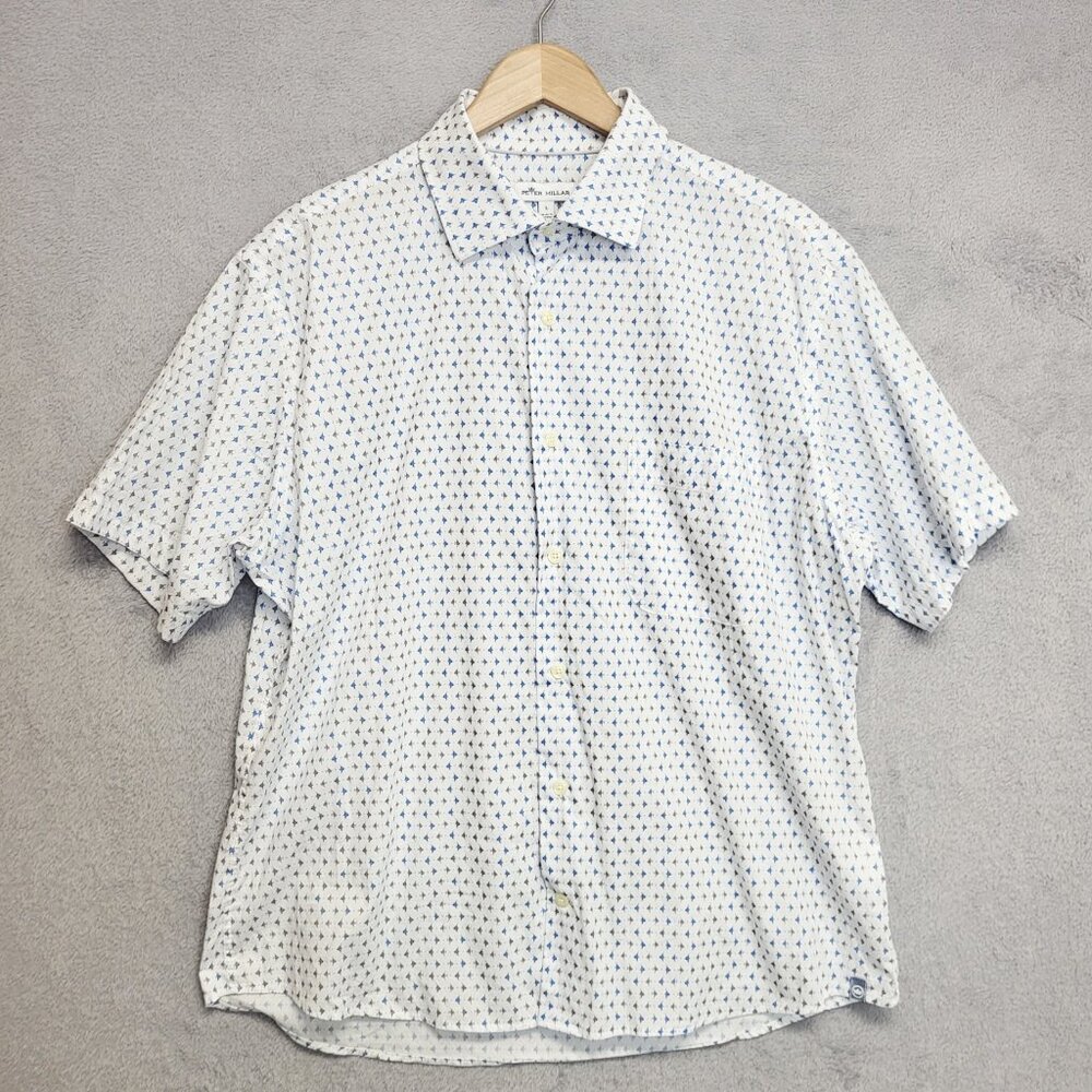 Peter Millar Shirt Mens Large Catch Of The Day Pocket Sport Button Down Preppy - Picture 1 of 10